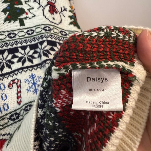 Merry Christmas Snowman Candy Cane Tree Sweater XL By Daisys Boutique - Picture 6 of 8